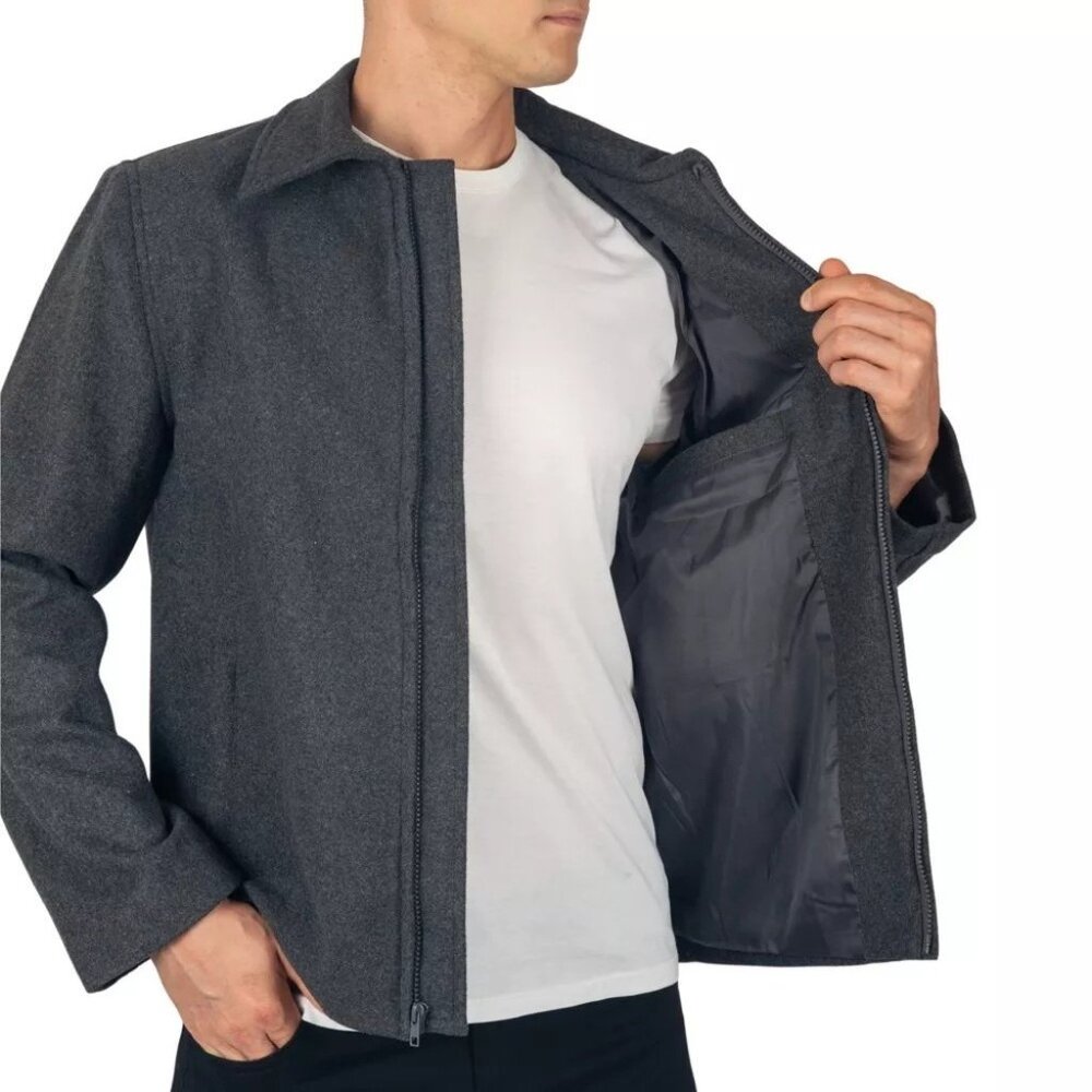 Alpine Swiss Grant Wool Blend Gray Full Zip Bomber Jacket -- Medium 36/38 NWOT - Picture 3 of 8